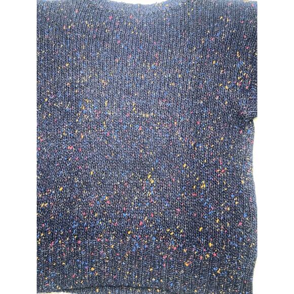 Geometric Rainbow Speckled Navy Blue Wool Sweater - Picture 14 of 15